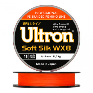 Шнур плетеный Ultron WX8 Soft Silk, 100 м, оранжев..